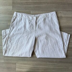 J. Jill Beige Linen Stripe Relaxed Straight Leg Pants Size 16